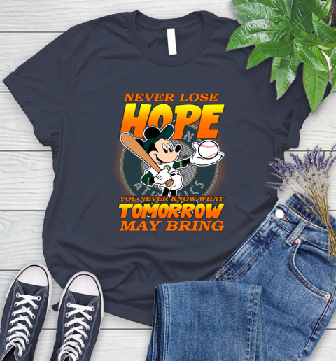 Oakland Athletics MLB Baseball Mickey Disney Never Lose Hope Women's T-Shirt 14