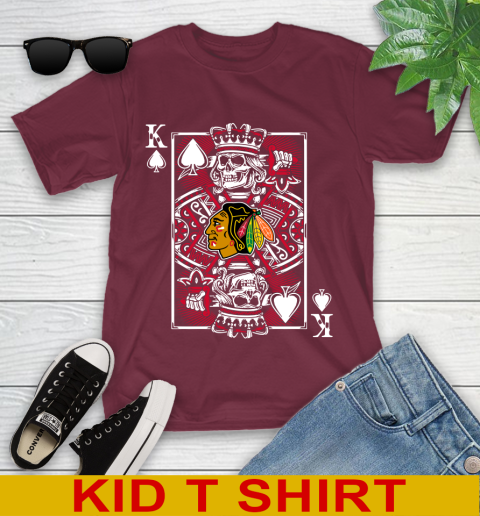 Chicago Blackhawks NHL Hockey The King Of Spades Death Cards Shirt Youth T-Shirt 5