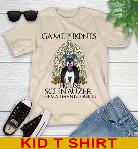 Game of bones house schnauzer dog the mailman is coming tshirt 94