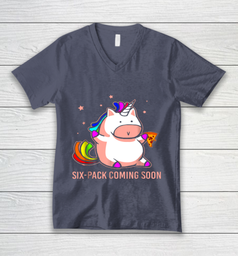 Unicorn Six Pack Funny Cute Shirt Coming Soon Fat Unicorn V-Neck T-Shirt 7