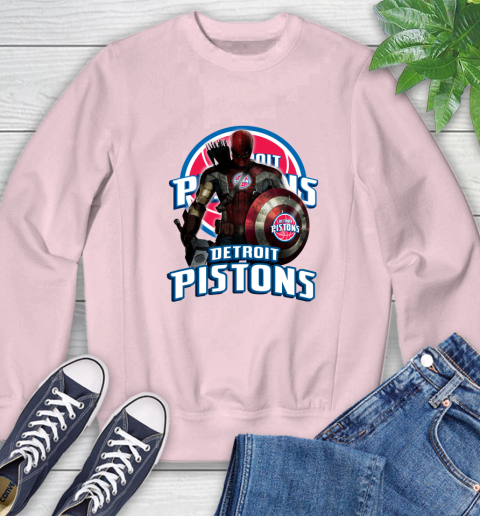Detroit Pistons NBA Basketball Captain America Thor Spider Man Hawkeye Avengers Sweatshirt 9