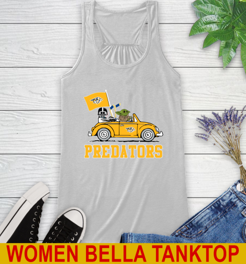 NHL Hockey Nashville Predators Darth Vader Baby Yoda Driving Star Wars Shirt Racerback Tank