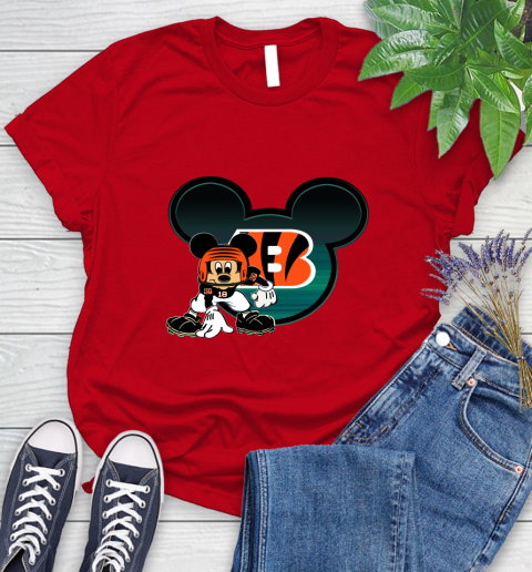 NFL Cincinnati Bengals Mickey Mouse Disney Football T Shirt Women's T-Shirt 9