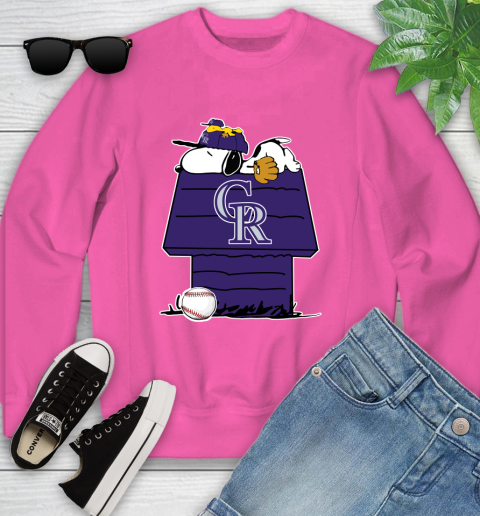 MLB Colorado Rockies Snoopy Woodstock The Peanuts Movie Baseball T Shirt Youth Sweatshirt 7