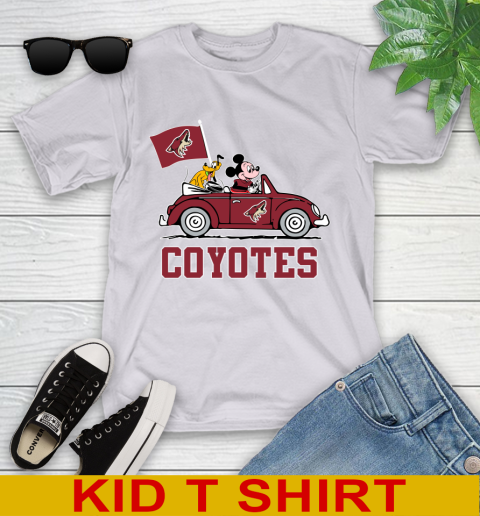NHL Hockey Arizona Coyotes Pluto Mickey Driving Disney Shirt Youth T-Shirt 5