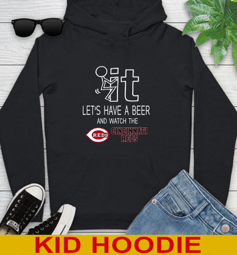 Cincinnati Reds Baseball MLB Let's Have A Beer And Watch Your Team Sports Youth Hoodie