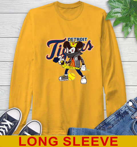 Detroit Tigers MLB Baseball Mickey Peace Sign Sports Long Sleeve T-Shirt 4 Detroit Tigers MLB Baseball Mickey Peace Sign Sports Long Sleeve T-Shirt - Image 4