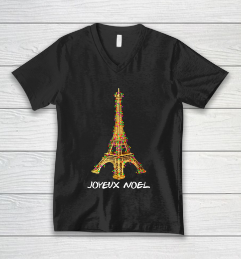 Joyeux Noel French Merry Christmas Eiffel Tower V-Neck T-Shirt