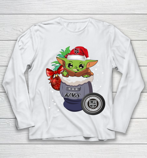 Los Angeles Kings Christmas Baby Yoda Star Wars Funny Happy NHL Youth Long Sleeve 2