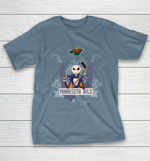 NHL Minnesota Wild Hockey Jack Skellington Halloween T-Shirt 6