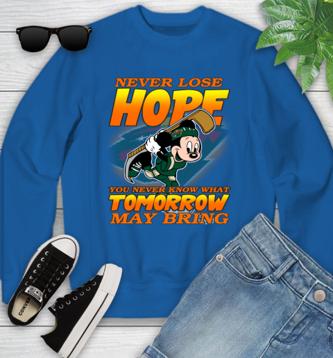 Minnesota Wild NHL Hockey ootball Mickey Disney Never Lose Hope Youth Sweatshirt 7