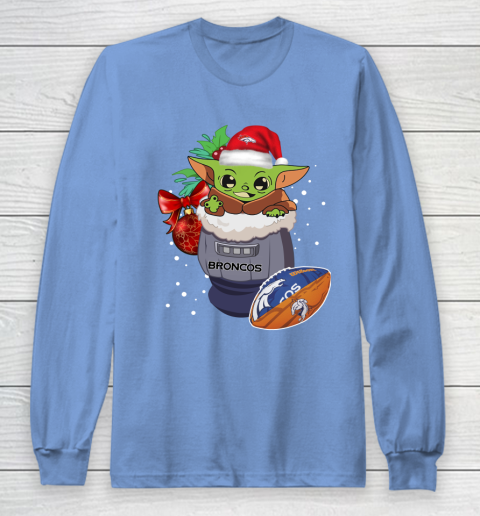 Denver Broncos Christmas Baby Yoda Star Wars Funny Happy NFL Long Sleeve T-Shirt 11