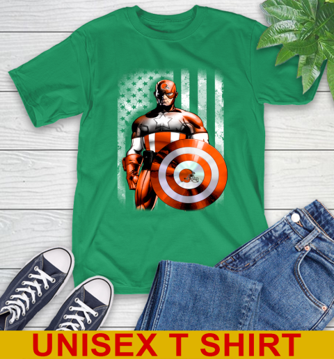 Cleveland Browns NFL Football Captain America Marvel Avengers American Flag Shirt T-Shirt 7