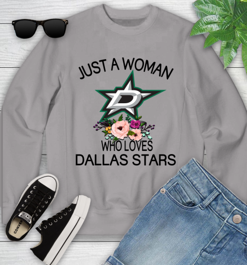 NHL Just A Woman Who Loves Dallas Stars Hockey Sports Youth Sweatshirt 2