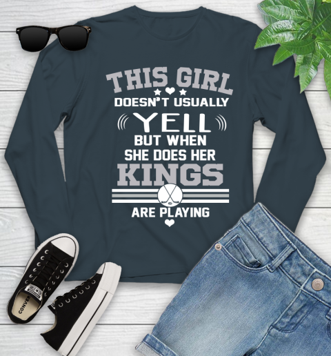 Los Angeles Kings NHL Hockey I Yell When My Team Is Playing Youth Long Sleeve 9