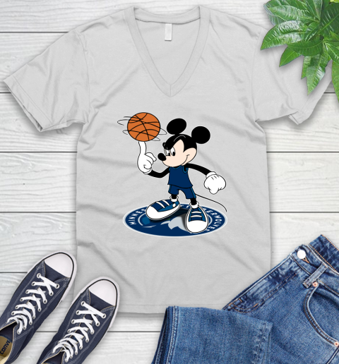 NBA Basketball Minnesota Timberwolves Cheerful Mickey Disney Shirt V-Neck T-Shirt 2