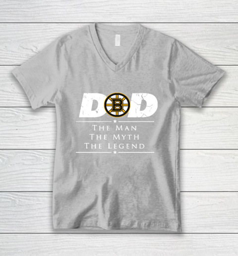 Boston Bruins NHL Ice Hockey Dad The Man The Myth The Legend V-Neck T-Shirt 3