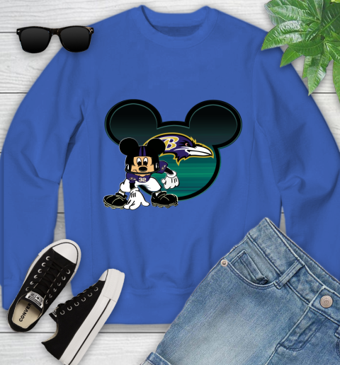 NFL Baltimore Ravens Mickey Mouse Disney Football T Shirt Youth Sweatshirt 8
