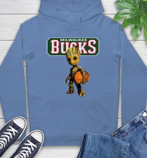 Milwaukee Bucks NBA Basketball Groot Marvel Guardians Of The Galaxy Hoodie 11