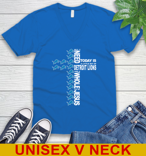 NFL All I Need Today Is A Little Bit Of Detroit Lions Cross Shirt V-Neck T-Shirt 5