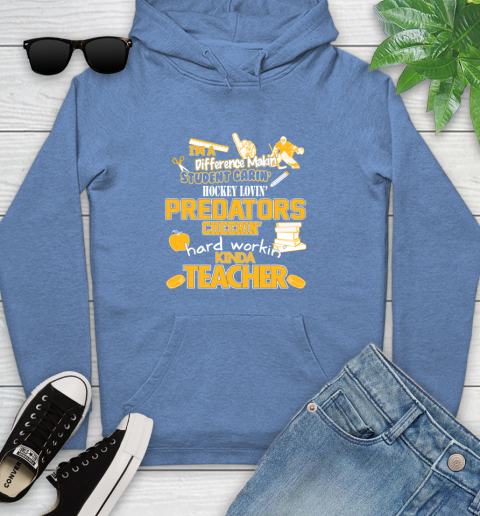 Nashville Predators NHL I'm A Difference Making Student Caring Hockey Loving Kinda Teacher Youth Hoodie 13