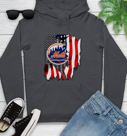 New York Mets MLB Baseball American Flag Youth Hoodie 10