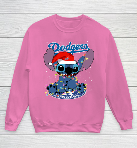 Los Angeles Dodgers MLB noel stitch Baseball Christmas Youth Sweatshirt 3