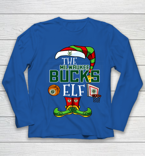 Milwaukee Bucks Christmas ELF Funny NBA Youth Long Sleeve 7