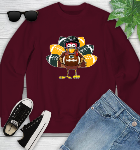 Green Bay Packers Turkey Thanksgiving Day Youth Sweatshirt 5