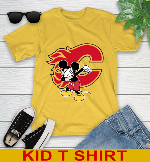 Calgary Flames NHL Hockey Dabbing Mickey Disney Sports Youth T-Shirt 8