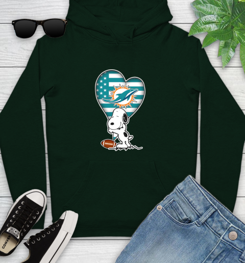 Miami Dolphins NFL Football The Peanuts Movie Adorable Snoopy Youth Hoodie 13