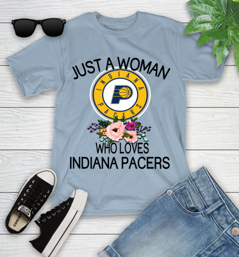 NBA Just A Woman Who Loves Indiana Pacers Basketball Sports Youth T-Shirt 6