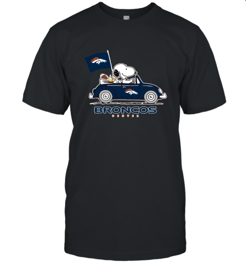 Snoopy And Woodstock Ride The Denver Broncos Car NFL Unisex Jersey Tee