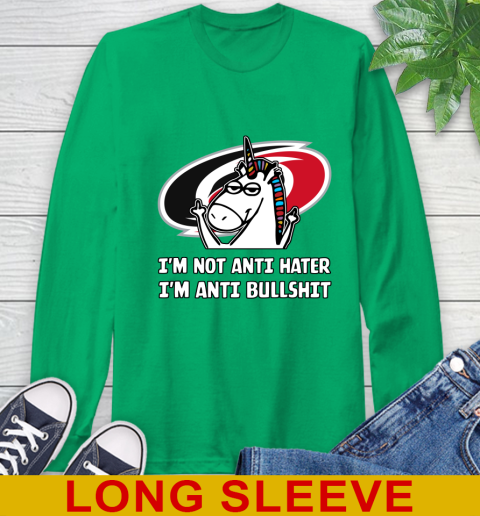 Carolina Hurricanes NHL Hockey Unicorn I'm Not Anti Hater I'm Anti Bullshit Long Sleeve T-Shirt 7