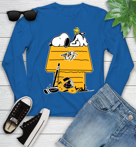 Nashville Predators NHL Hockey Snoopy Woodstock The Peanuts Movie Youth Long Sleeve 9