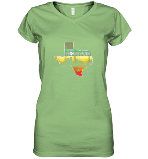 5bfx houston retro baseball shirtvintage houston baseball women v neck t shirt 39 front lime