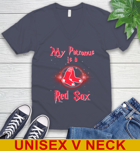 MLB Baseball Harry Potter My Patronus Is A Boston Red Sox V-Neck T-Shirt 7