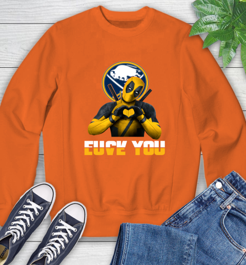 NHL Buffalo Sabres Deadpool Love You Fuck You Hockey Sports Sweatshirt 3