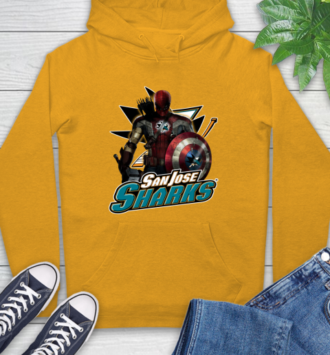 NHL Captain America Thor Spider Man Hawkeye Avengers Endgame Hockey San Jose Sharks Hoodie 3