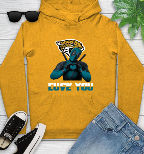 NHL Jacksonville Jaguars Deadpool Love You Fuck You Football Sports Youth Hoodie 2