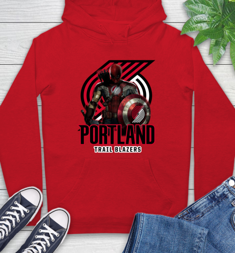 Portland Trail Blazers NBA Basketball Captain America Thor Spider Man Hawkeye Avengers Hoodie 10