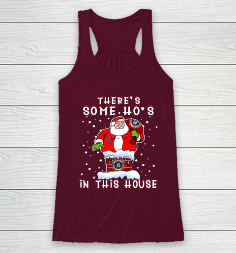 Detroit Tigers Christmas There Is Some Hos In This House Santa Stuck In The Chimney MLB Racerback Tank 2