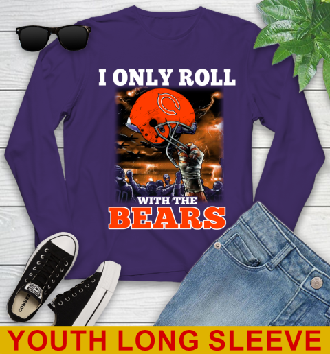 Chicago Bears NFL Football I Only Roll With My Team Sports Youth Long Sleeve 4
