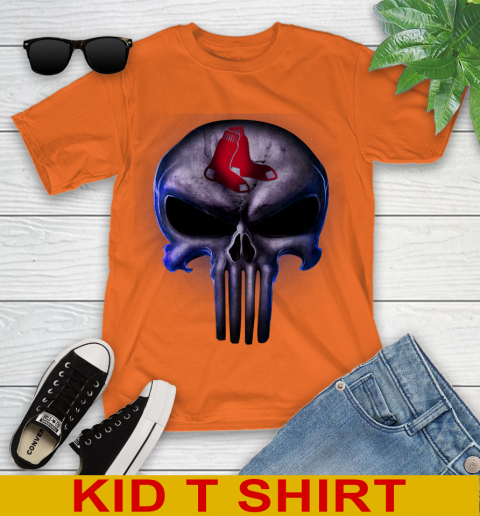 Boston Red Sox MLB Baseball Punisher Skull Sports Youth T-Shirt 8