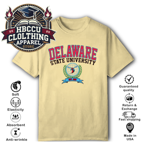 Delaware State University Pirate DSU HBCU T-Shirt 0v2g delaware state university pirate dsu hbcu classic t shirt 2 front yellow haze HBCU Clothing Apparel