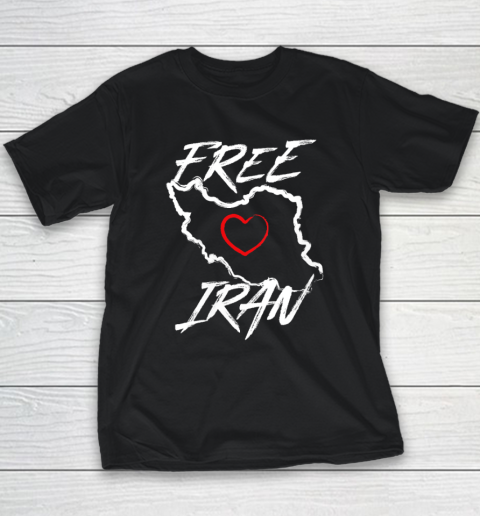 Free Iran Symbol Heart Map Freedom Heart Love Youth T-Shirt
