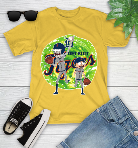 MLB Detroit Tigers Rick And Morty Baseball Sports Youth T-Shirt 8