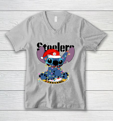 Pittsburgh Steelers NFL Football noel stitch Christmas V-Neck T-Shirt 2