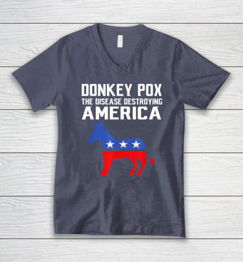 Donkey Pox The Disease Destroying America Funny Anti Biden V-Neck T-Shirt 6