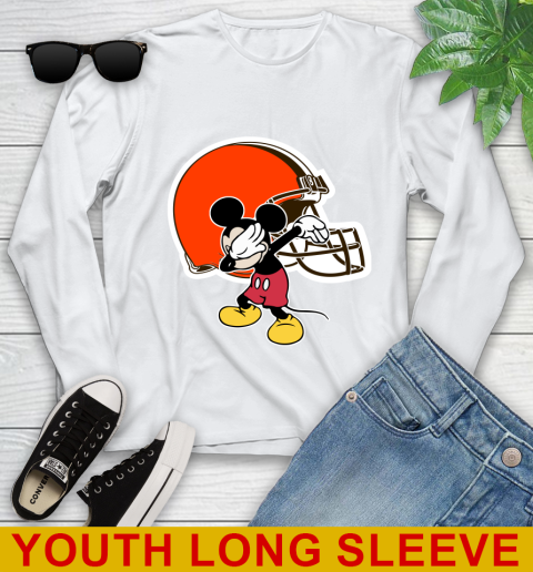 Cleveland Browns NFL Football Dabbing Mickey Disney Sports Youth Long Sleeve